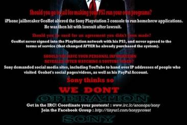 PSN offline na dreigement Anonymous
