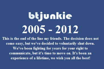 Torrentsite BTJunkie stopt vrijwillig met bestaan