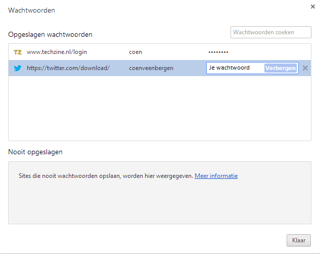 Wachtwoordbeheer Chrome en Firefox wassen neus