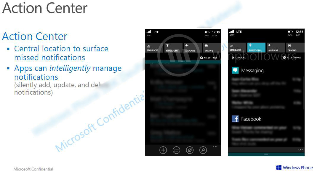 ‘Screenshots Windows Phone 8.1 notificatiecentrum uitgelekt’