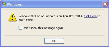 Microsoft zal Windows XP-gebruikers waarschuwen via pop-up