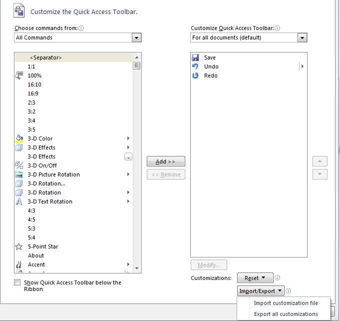 Office 2010 Custom QAT Review: Office 2010 bèta