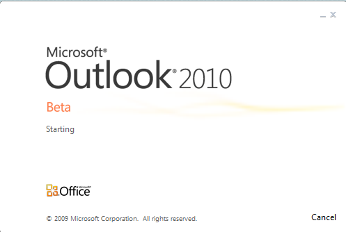 Office 2010 - Outlook - Splashscreen Review: Office 2010 bèta