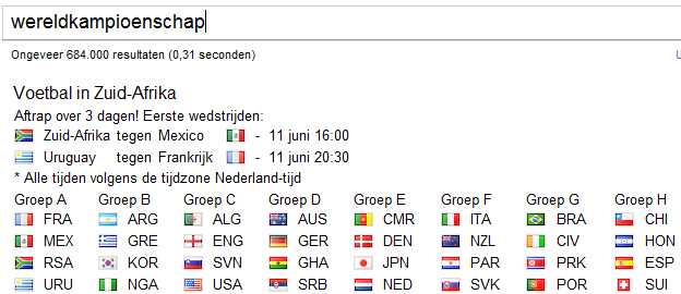 Google doet mee aan WK-gekte