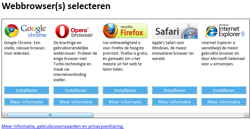 Ontevredenheid over browserkeuzescherm