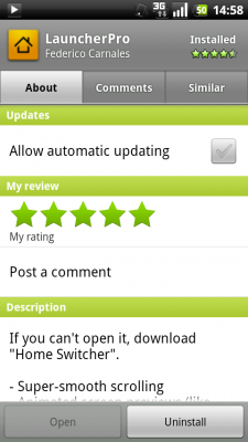 Android Market krijgt een kleine update