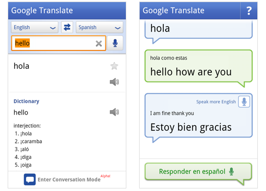 Google Translate met real-time spraakvertaling