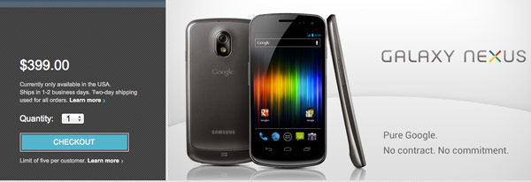 Google start verkoop Galaxy Nexus in Play Store