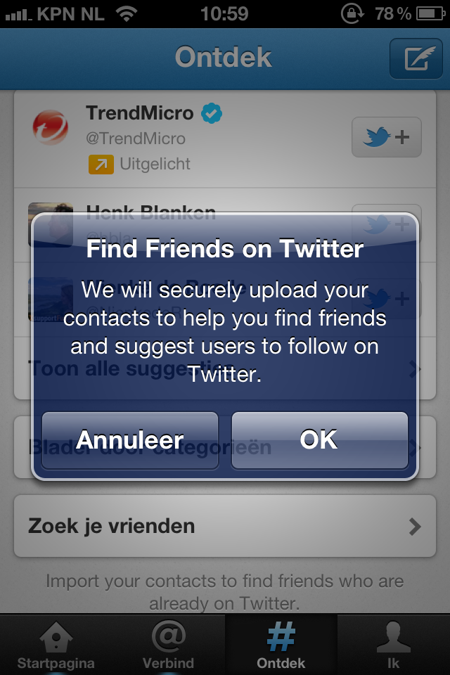 Twitter waarschuwt voor uploaden adresboek