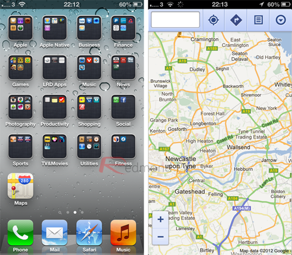 Google Maps fullscreen draaien in iOS 6