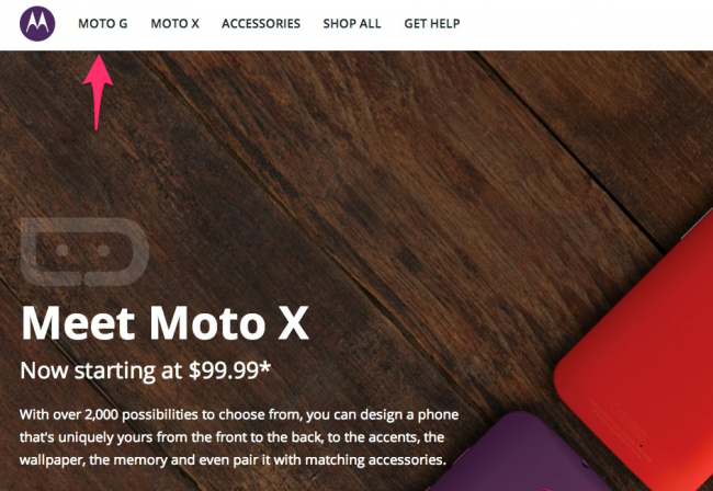 Motorola toont per ongeluk de Moto G op site