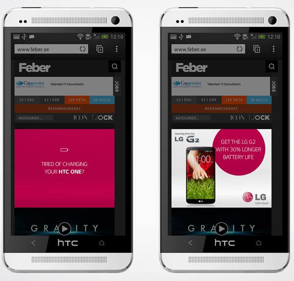 LG G2-banners beledigen iPhone en Galaxy S4