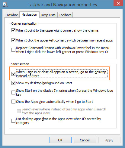 In Windows 8.1 eenvoudig terug naar desktop