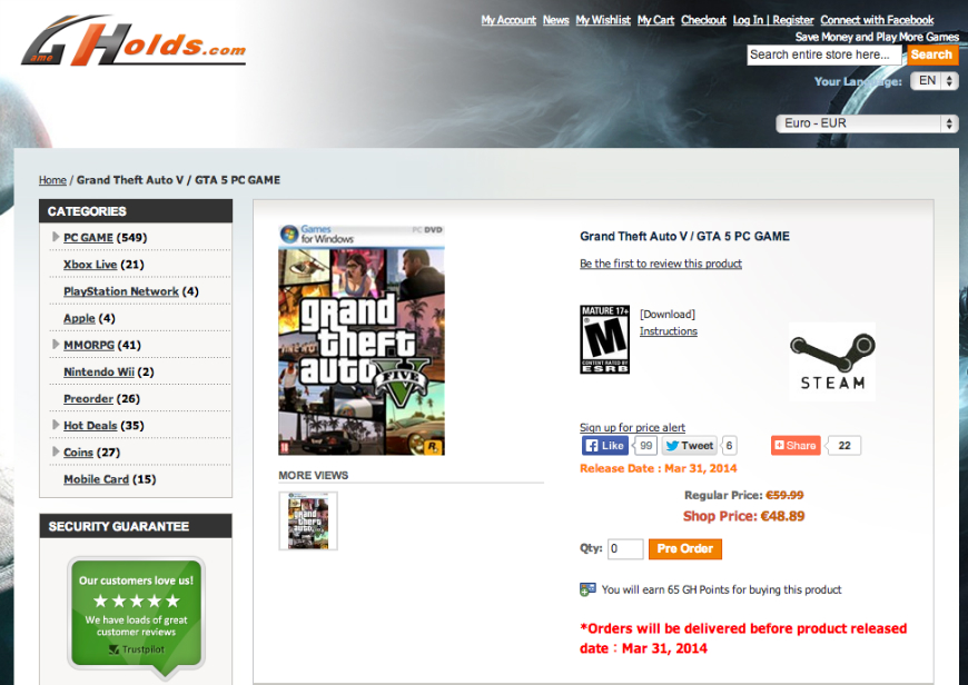 ‘Lancering PC-versie Grand Theft Auto V op 31 maart’