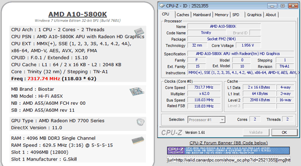 AMD Trinity-APU overgeklokt naar 7,3 GHz