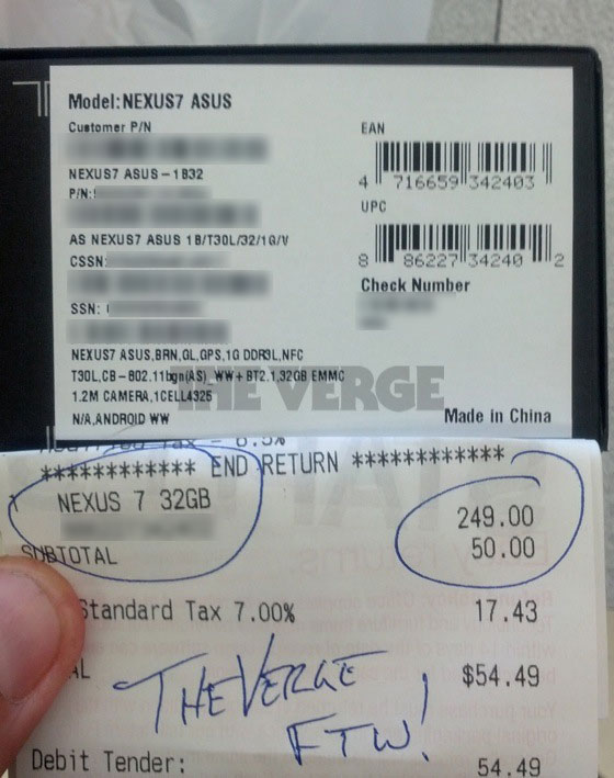 Verkoop 32 GB-versie Nexus 7 gestart in VS
