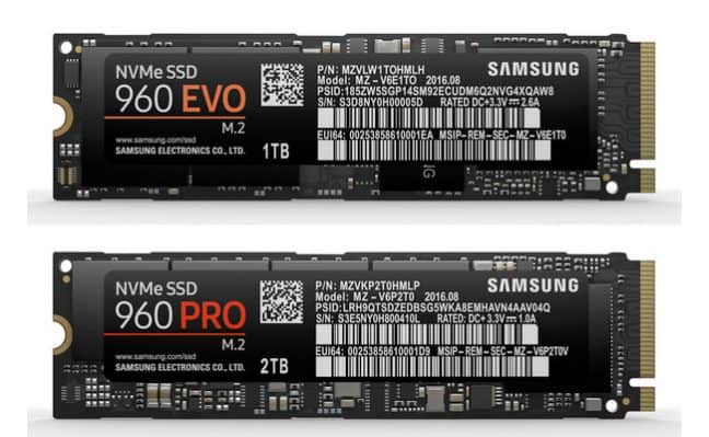 Samsung introduceert 960 Evo en 960 Pro PCI-E NVMe SSD’s