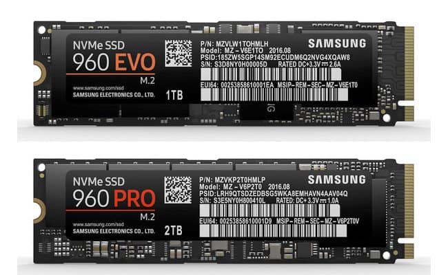 Samsung introduceert 960 Evo en 960 Pro PCI-E NVMe SSD’s