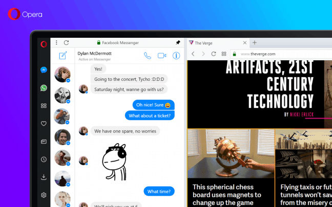 Opera Reborn Messenger functionaliteit