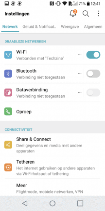 Een screenshot van de vpn-instellingen op een LG G6 Android-telefoon.