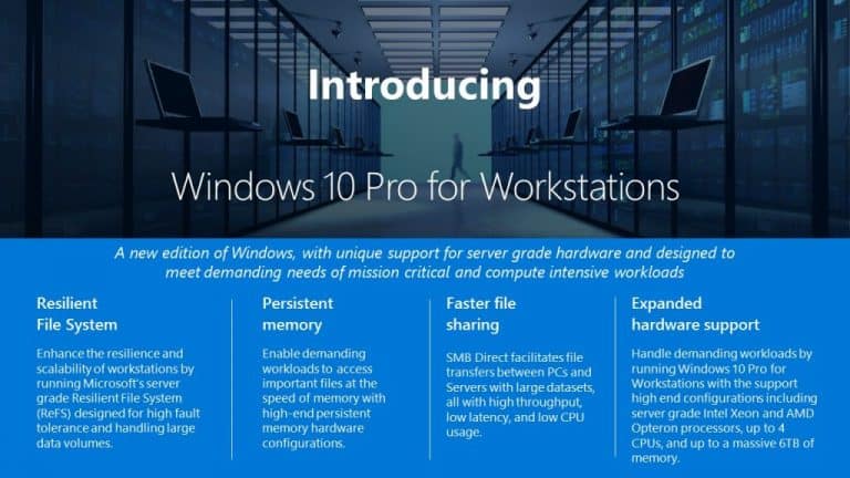 Microsoft onthult Windows 10 Pro voor Workstations