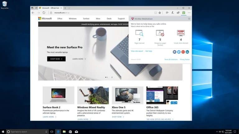 McAfee WebAdvisor-extensie beschikbaar voor Microsoft Edge