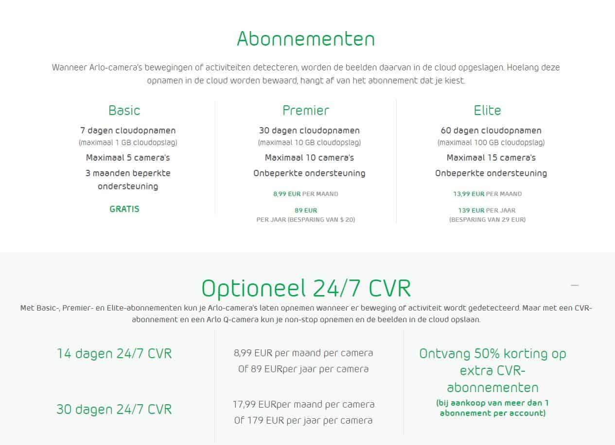 Abonnementen_Arlo Abonnementen_Arlo