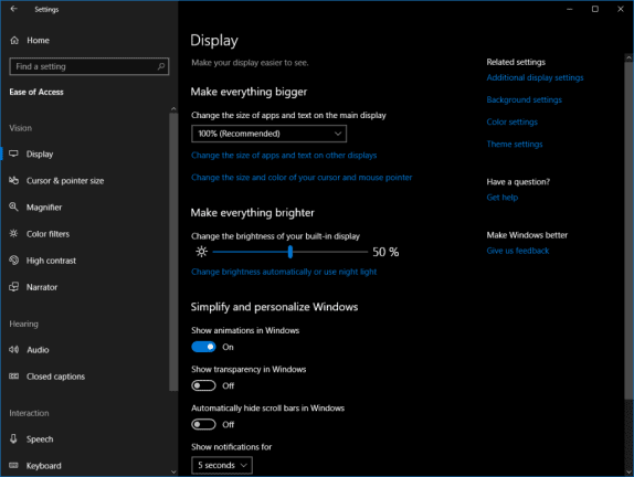 toegankelijkheidsinstellingen windows 10