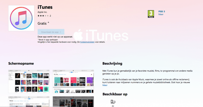 iTunes vanaf nu ook in Microsoft Store beschikbaar