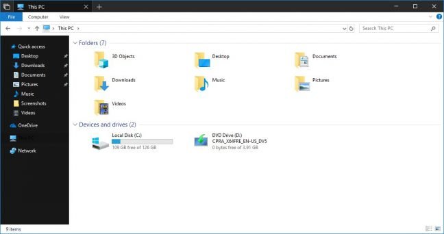 Verkenner krijgt donker thema in nieuwe Windows 10 Redstone 5 build