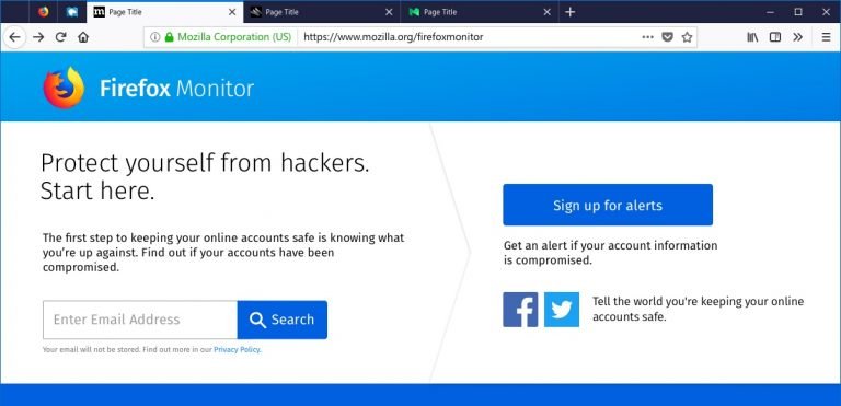 Firefox Monitor controleert of je mailadres in de Have I Been Pwned-database staat