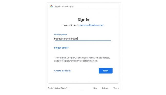 Azure AD B2B google-inlog