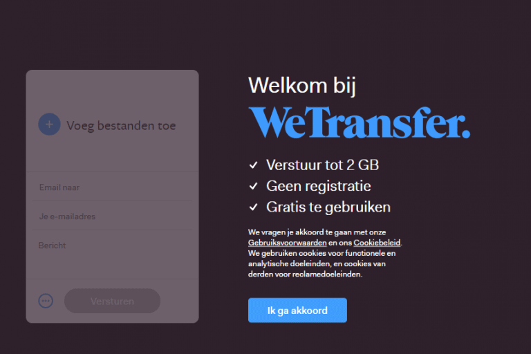 WeTransfer is een file-transfer service met een eigen smoel