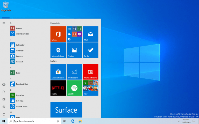 Windows 10 build update biedt aangepast Start-menu