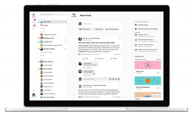 Facebook Workplace krijgt make-over om activiteit te boosten