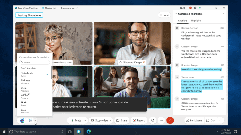 Webex Assistant vertaalt vanaf nu spraak in real time