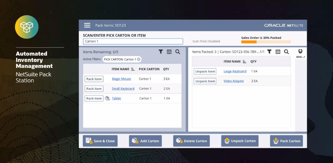 NetSuite Pack Station