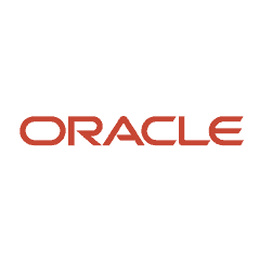 Het Oracle-logo op een witte achtergrond.