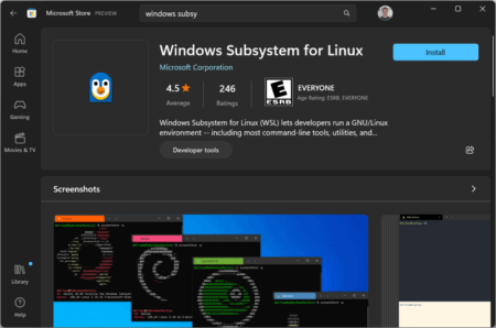 Windows Subsystem for Linux nu beschikbaar in Microsoft Store