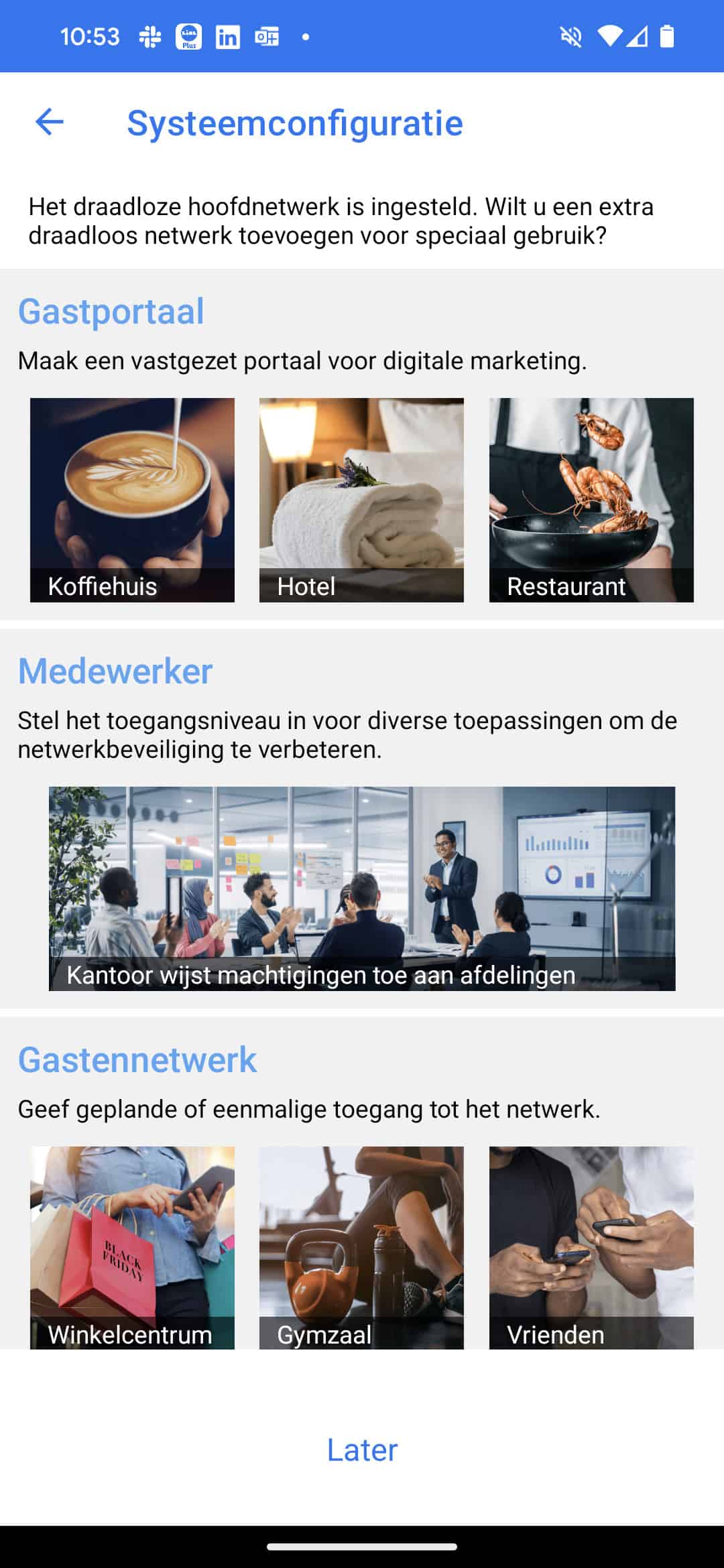 Een screenshot van een zakelijke app op een mobiele telefoon.