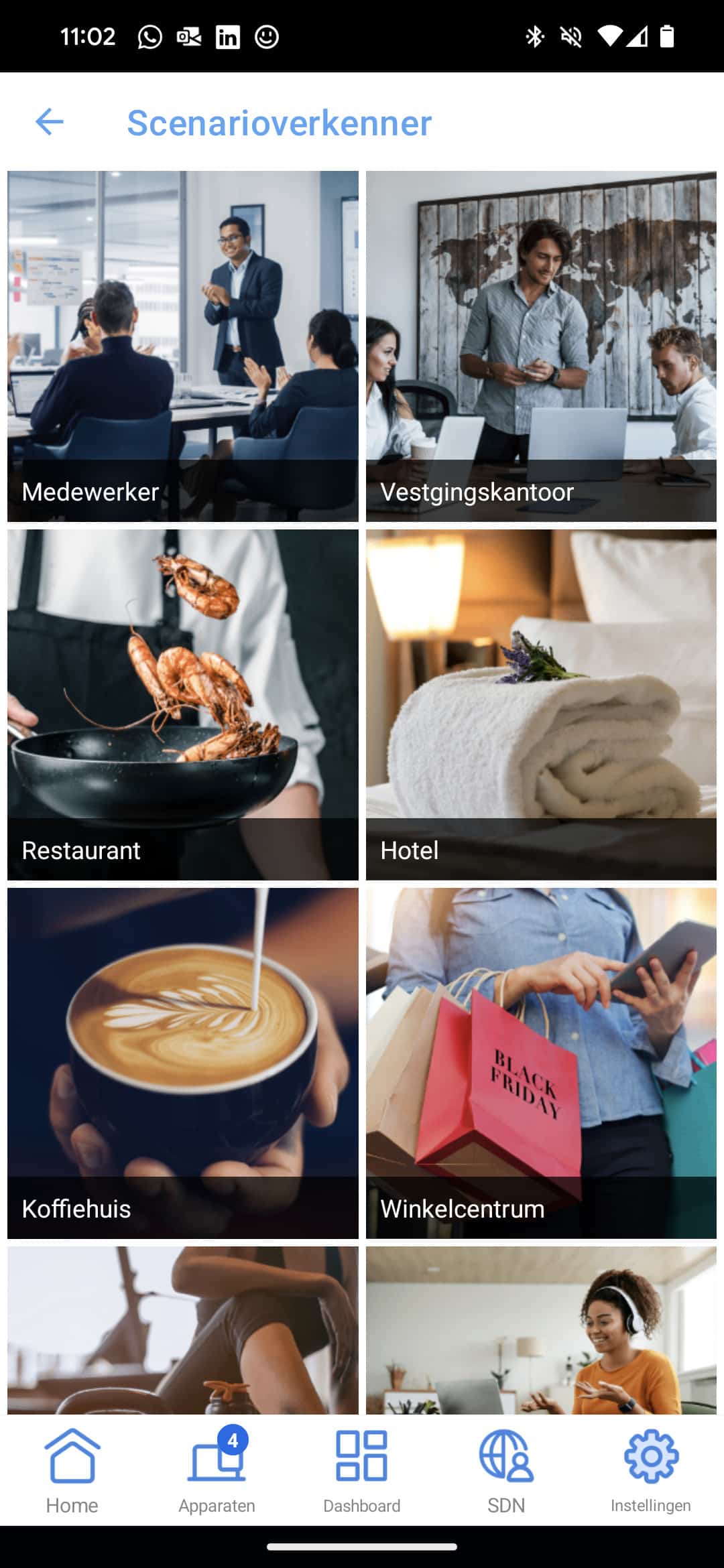 Een screenshot van een mobiele app met verschillende afbeeldingen.