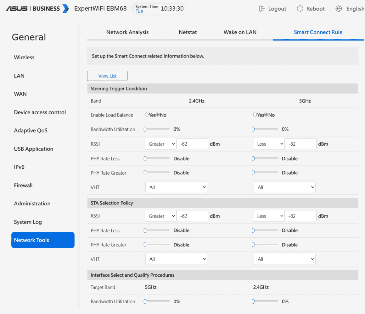 Een screenshot van de netwerkinstellingen in een ASUS-router.