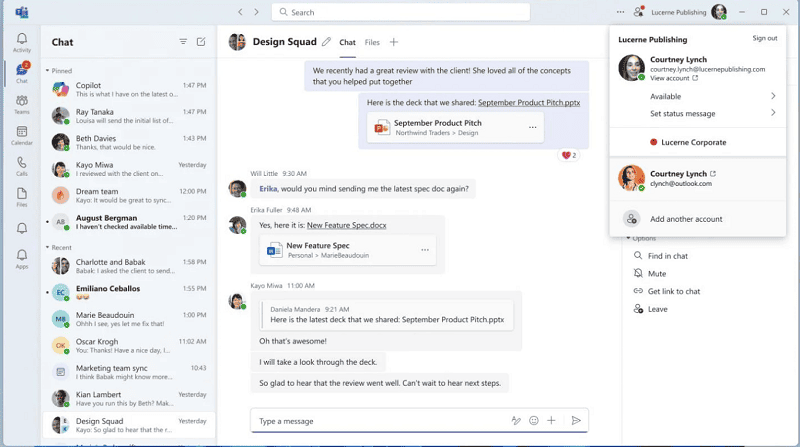 Teams-4 Een screenshot van een chat.