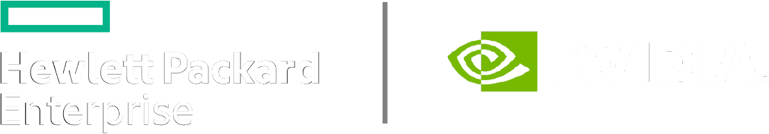 Logo-HPE-NVIDIA De logo's van Hewlett Packard Enterprise en NVIDIA worden naast elkaar weergegeven op een witte achtergrond.